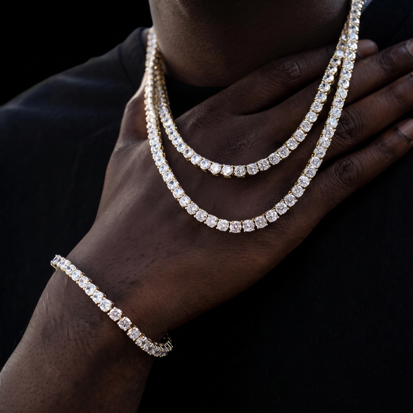 Cubic Zirconia Tennis Chain Necklace Bracelet Set