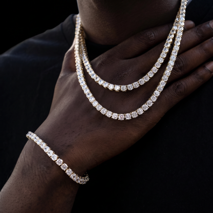Cubic Zirconia Tennis Chain Necklace Bracelet Set