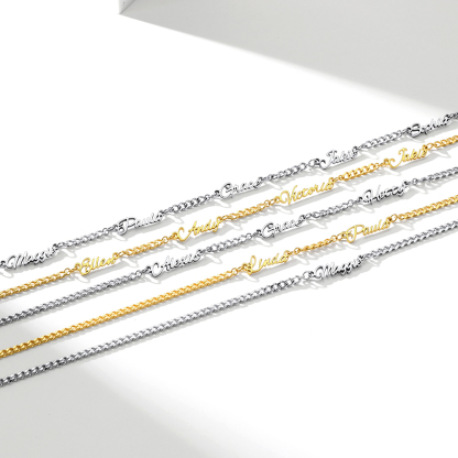 Custom 1-5 Names 3MM Cuban Chain For Her