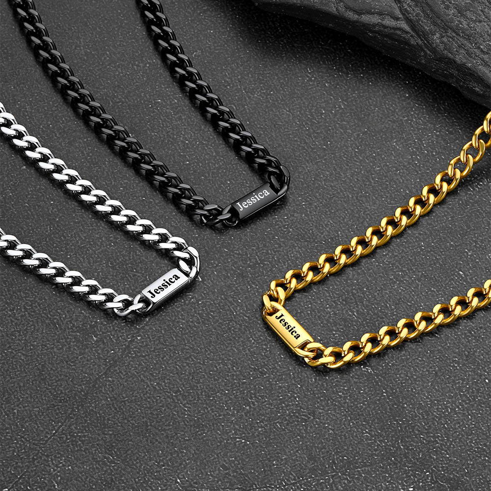 Custom 1-6 Name Cuban Chain Necklace in Different Colors