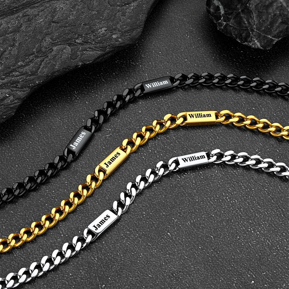 Custom 1-6 Name Cuban Chain Necklace in Different Colors