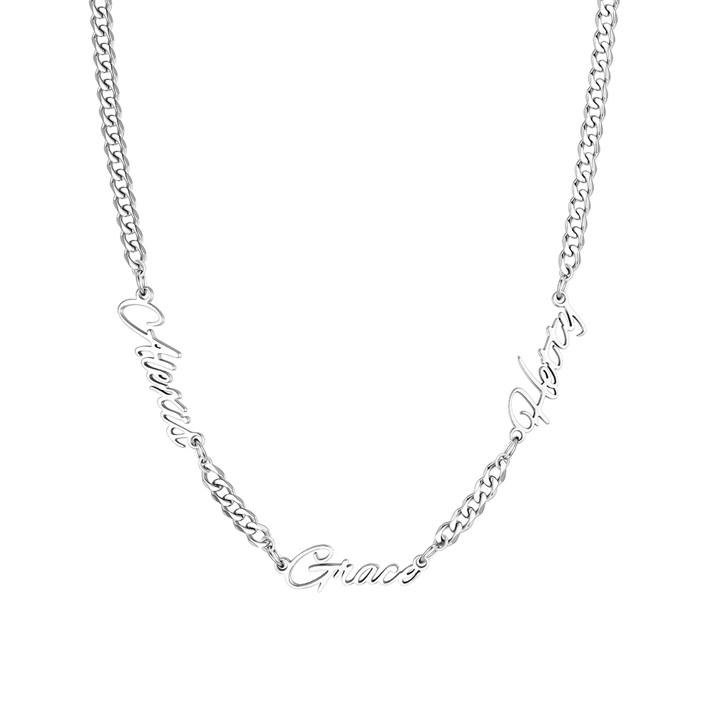 Custom 1-5 Names 3MM Cuban Chain For Her