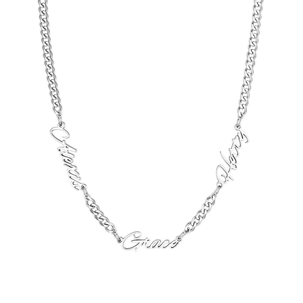 Custom 1-5 Names 3MM Cuban Chain For Her