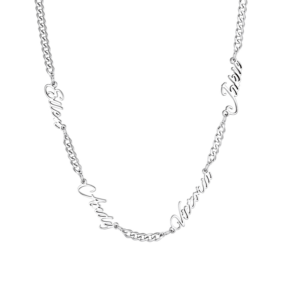 Custom 1-5 Names 3MM Cuban Chain For Her