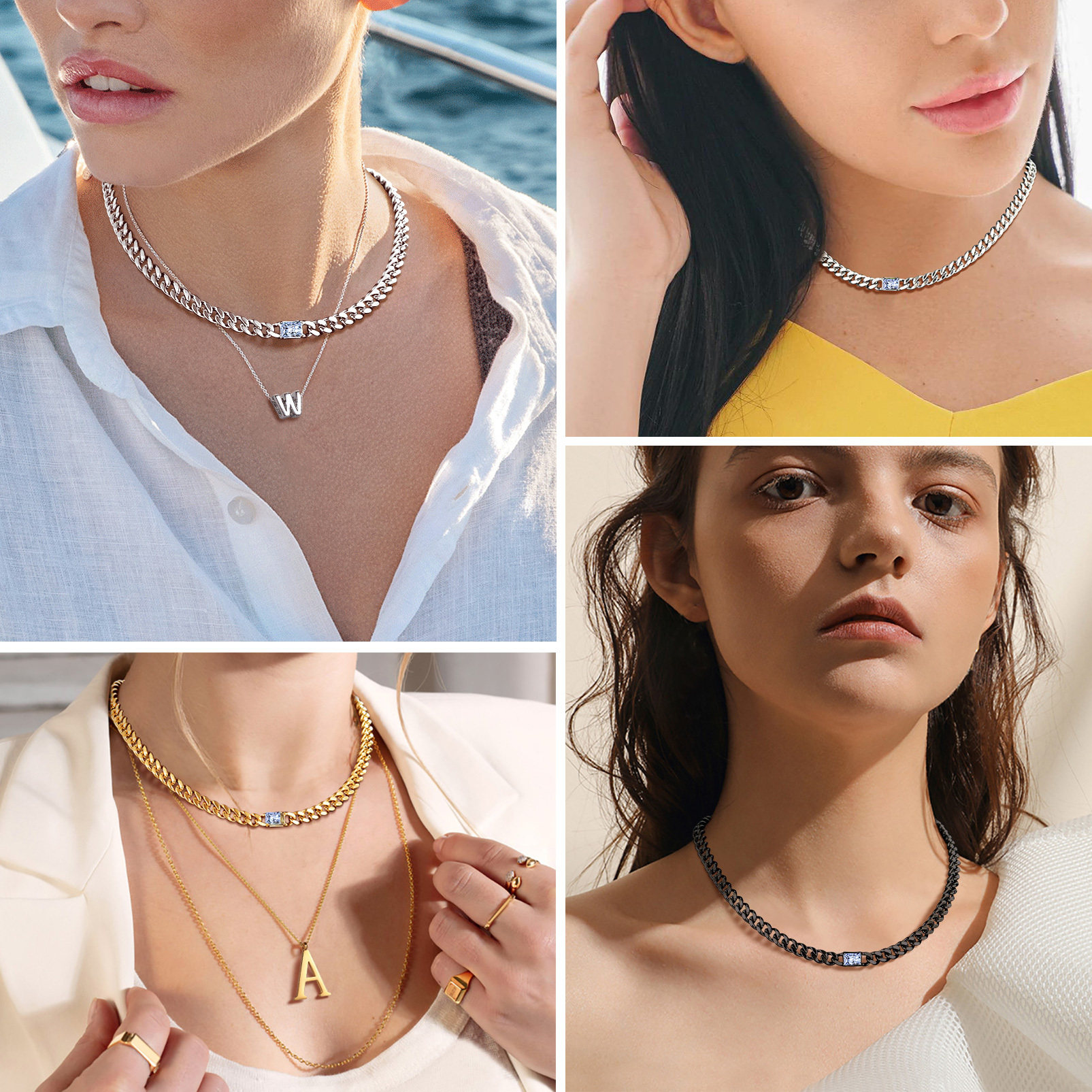 Custom Birthstone 7mm Cuban Chain Necklace For Her