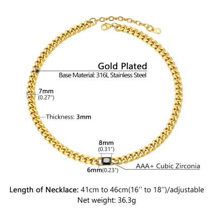 Custom Birthstone 7mm Cuban Chain Necklace For Her