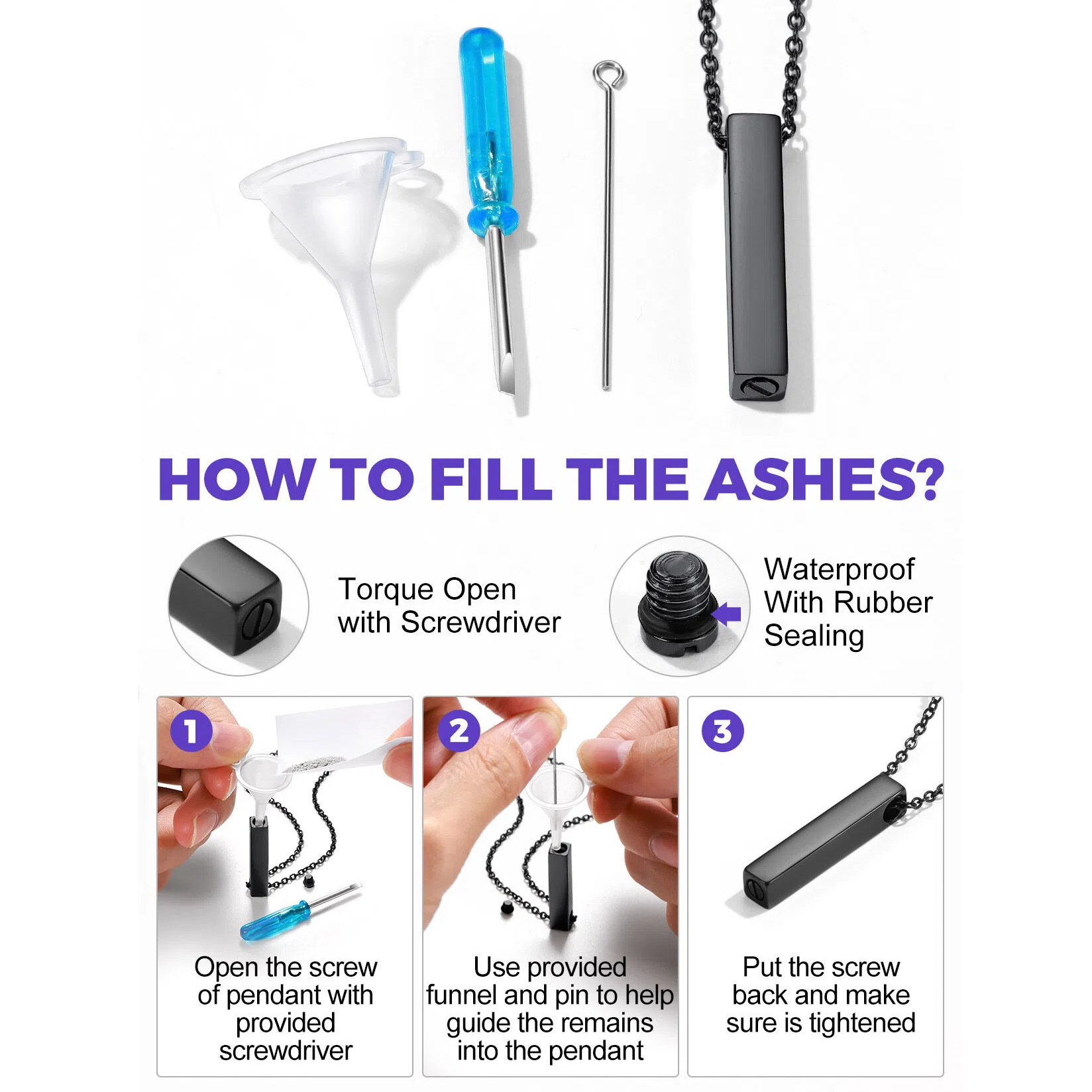 Urn Ashes Necklace Stainless Steel Pendant For Men