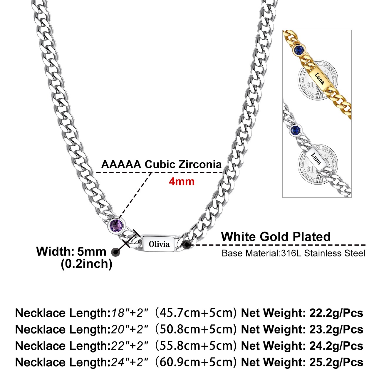 Custom Engravable Birthstone Family Necklace For Him&Her