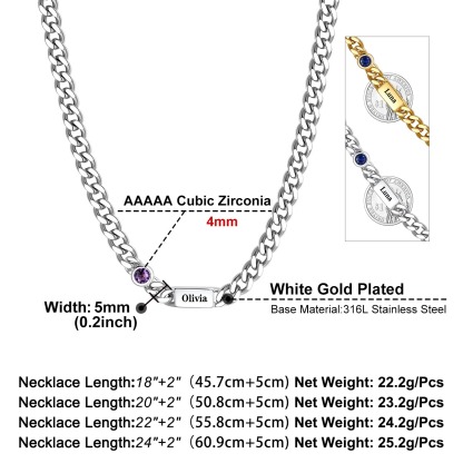Custom Engravable Birthstone Family Necklace For Him&Her