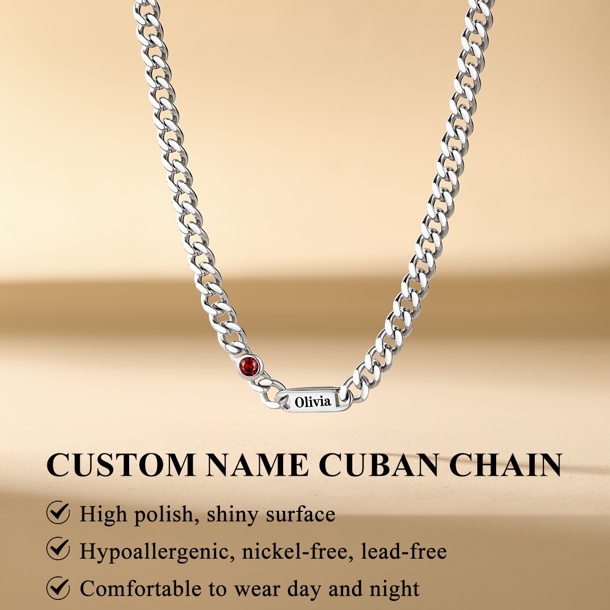 Custom Engravable Birthstone Family Necklace For Him&Her