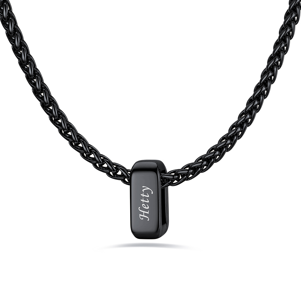 Custom Engraved Names Bead 3mm Cable Chain For Men