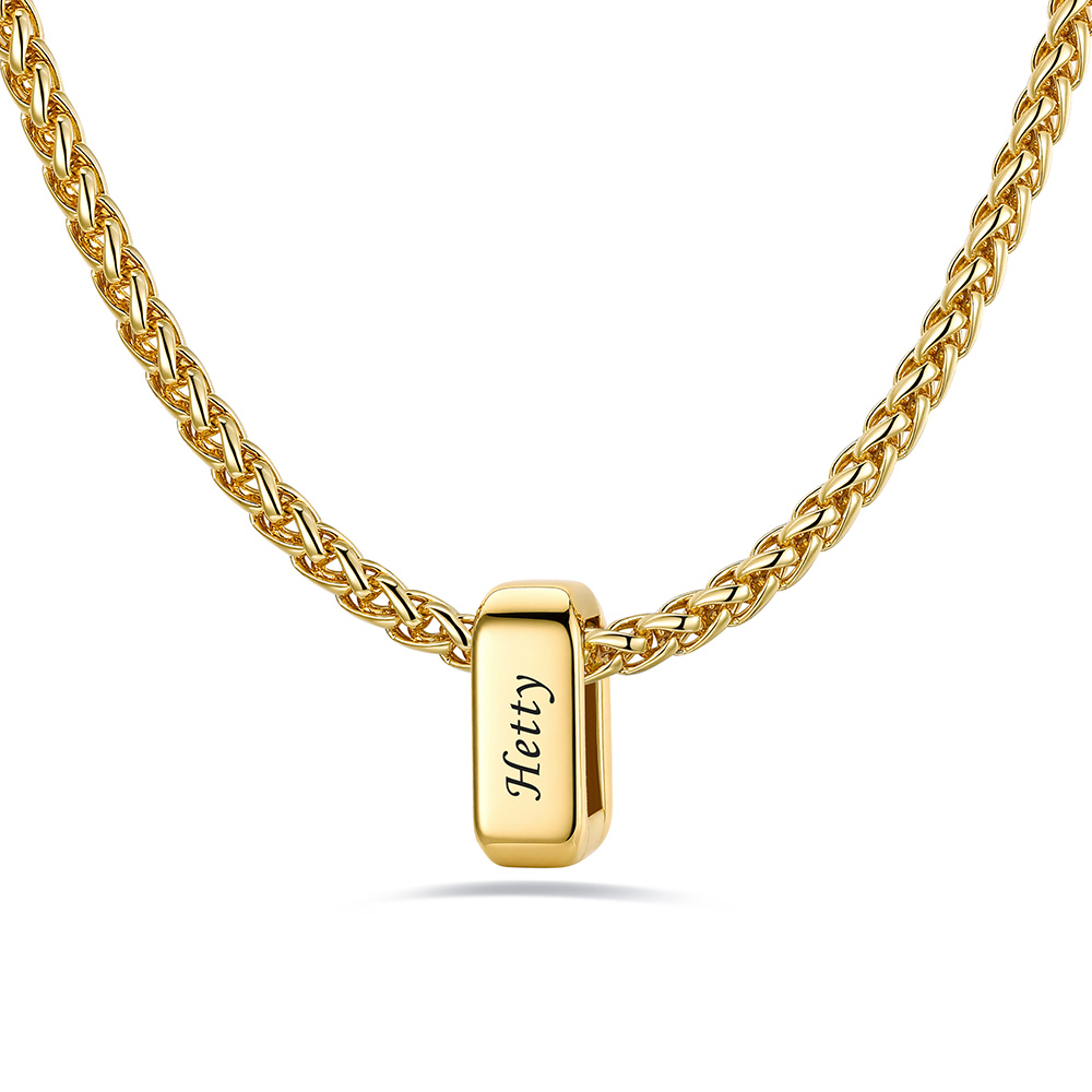 Custom Engraved Names Bead 3mm Cable Chain For Men