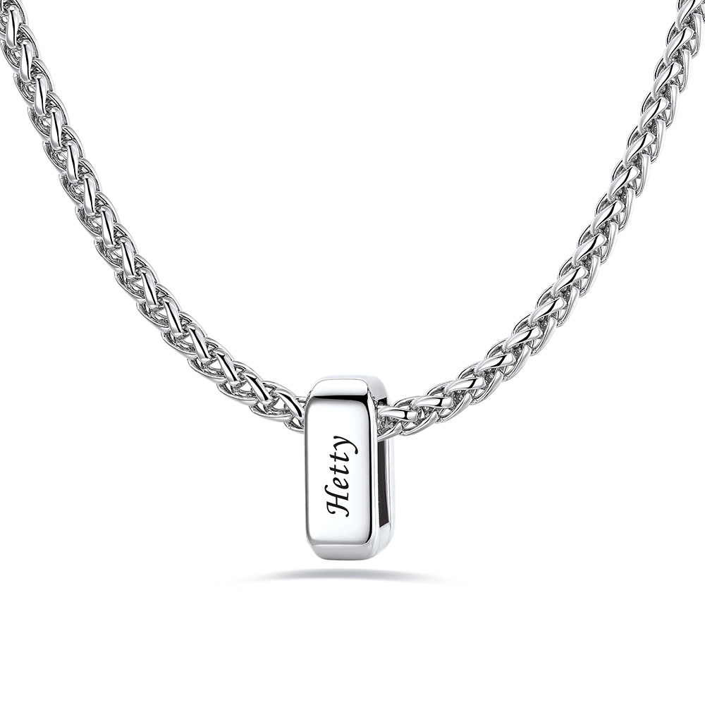 Custom Engraved Names Bead 3mm Cable Chain For Men