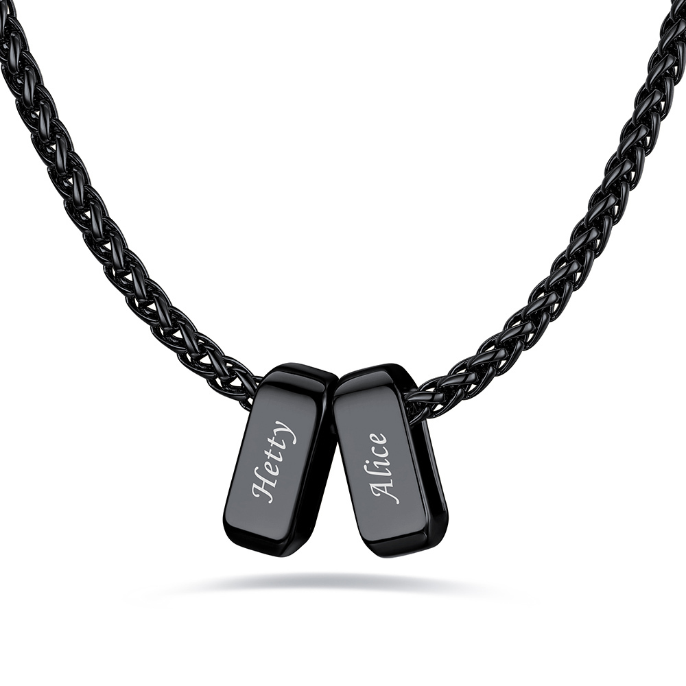 Custom Engraved Names Bead 3mm Cable Chain For Men