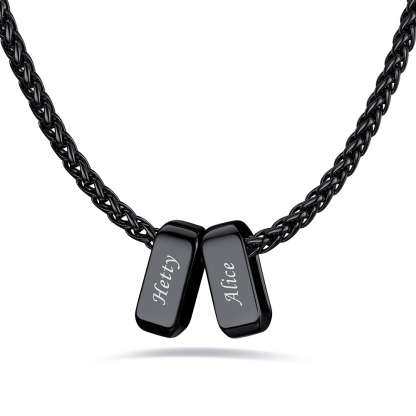 Custom Engraved Names Bead 3mm Cable Chain For Men