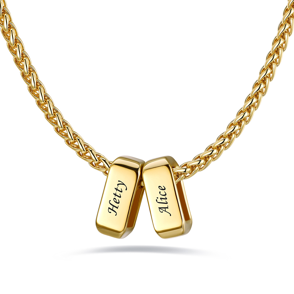 Custom Engraved Names Bead 3mm Cable Chain For Men