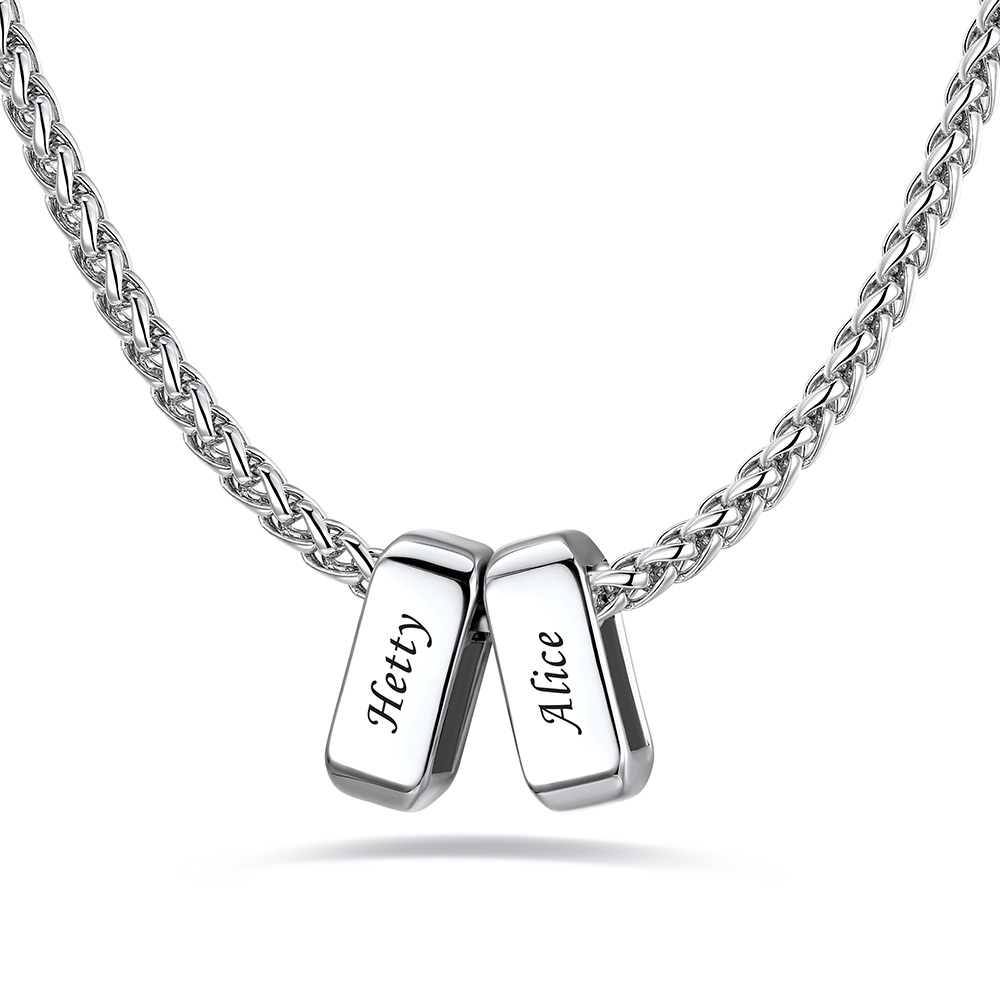 Custom Engraved Names Bead 3mm Cable Chain For Men