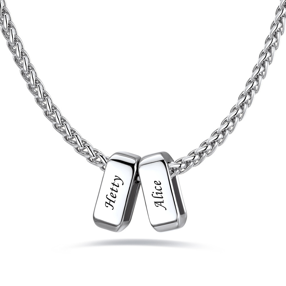 Custom Engraved Names Bead 3mm Cable Chain For Men