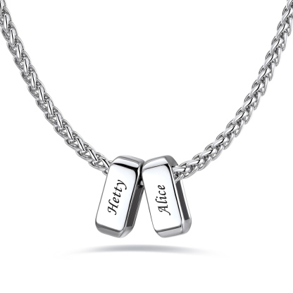 Custom Engraved Names Bead 3mm Cable Chain For Men