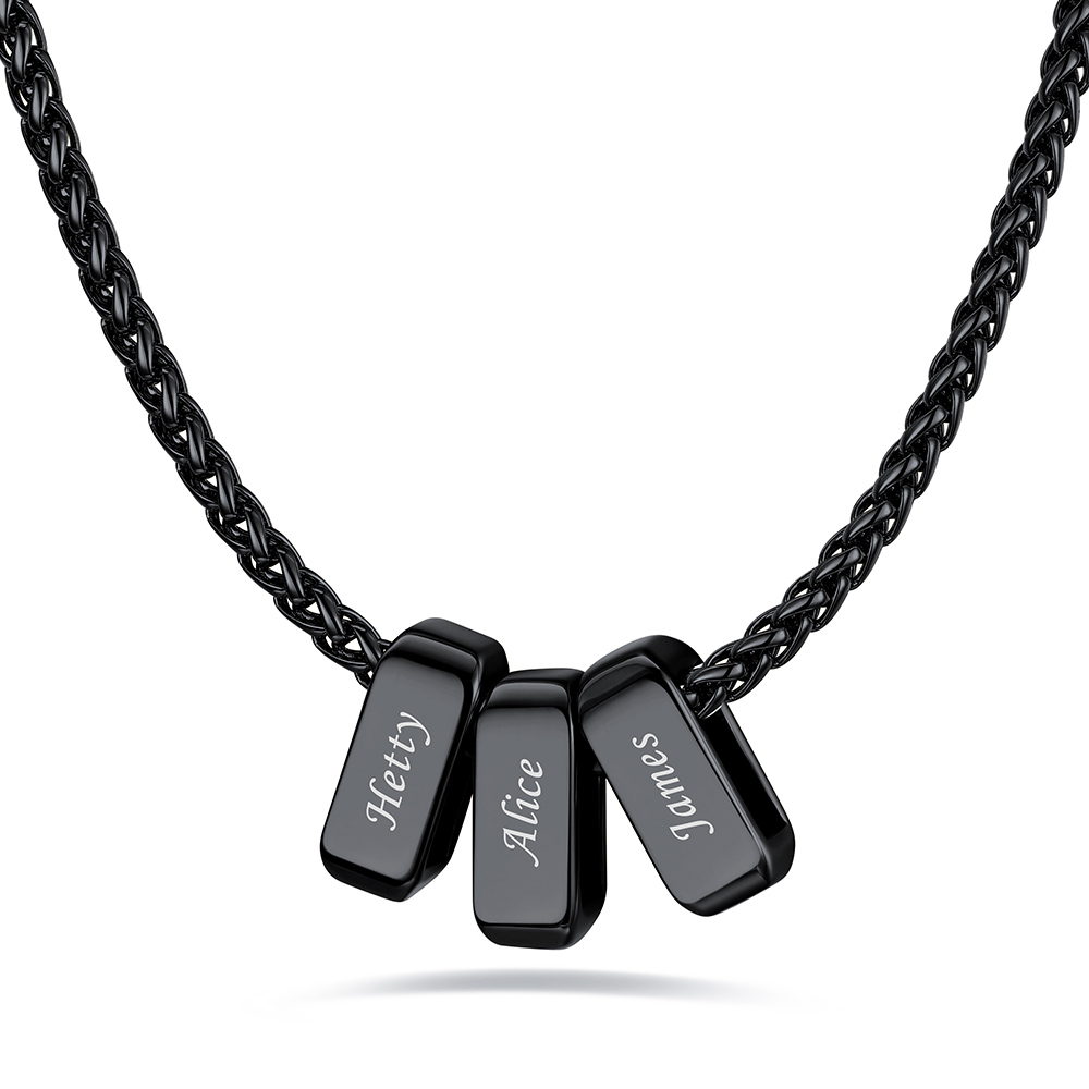 Custom Engraved Names Bead 3mm Cable Chain For Men