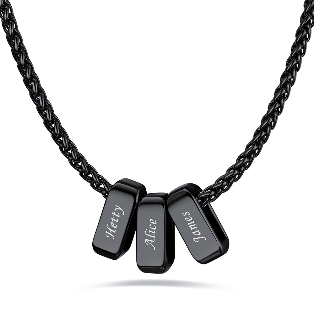 Custom Engraved Names Bead 3mm Cable Chain For Men