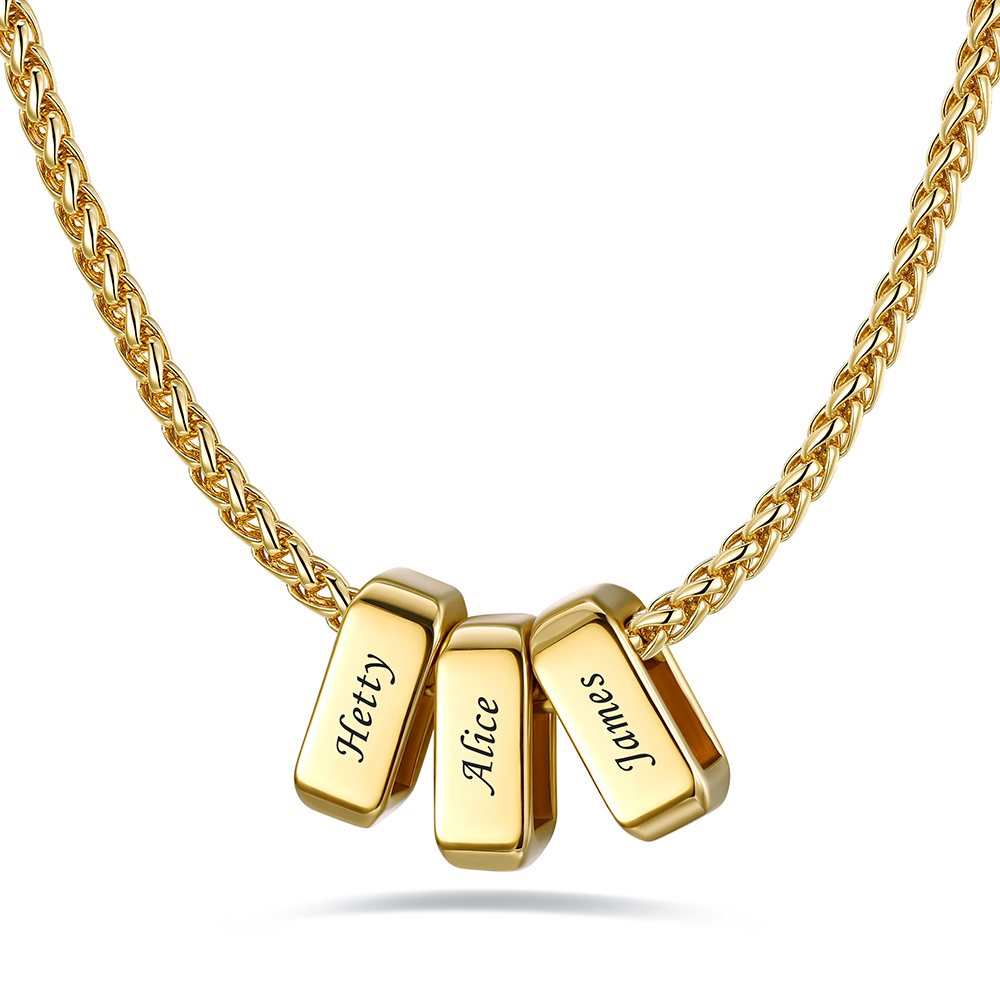 Custom Engraved Names Bead 3mm Cable Chain For Men