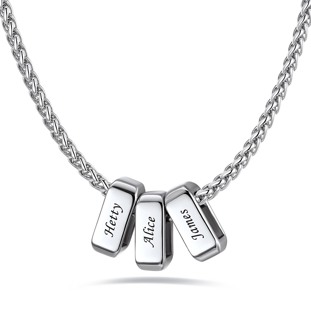 Custom Engraved Names Bead 3mm Cable Chain For Men