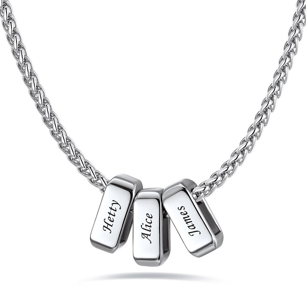 Custom Engraved Names Bead 3mm Cable Chain For Men