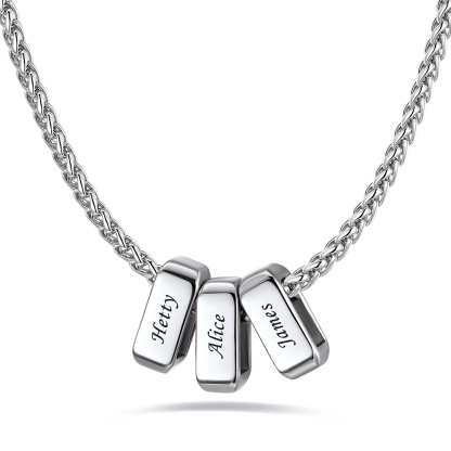 Custom Engraved Names Bead 3mm Cable Chain For Men