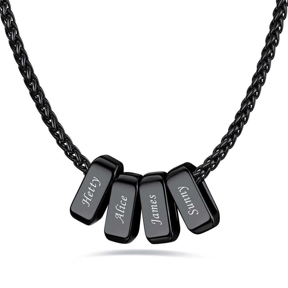 Custom Engraved Names Bead 3mm Cable Chain For Men