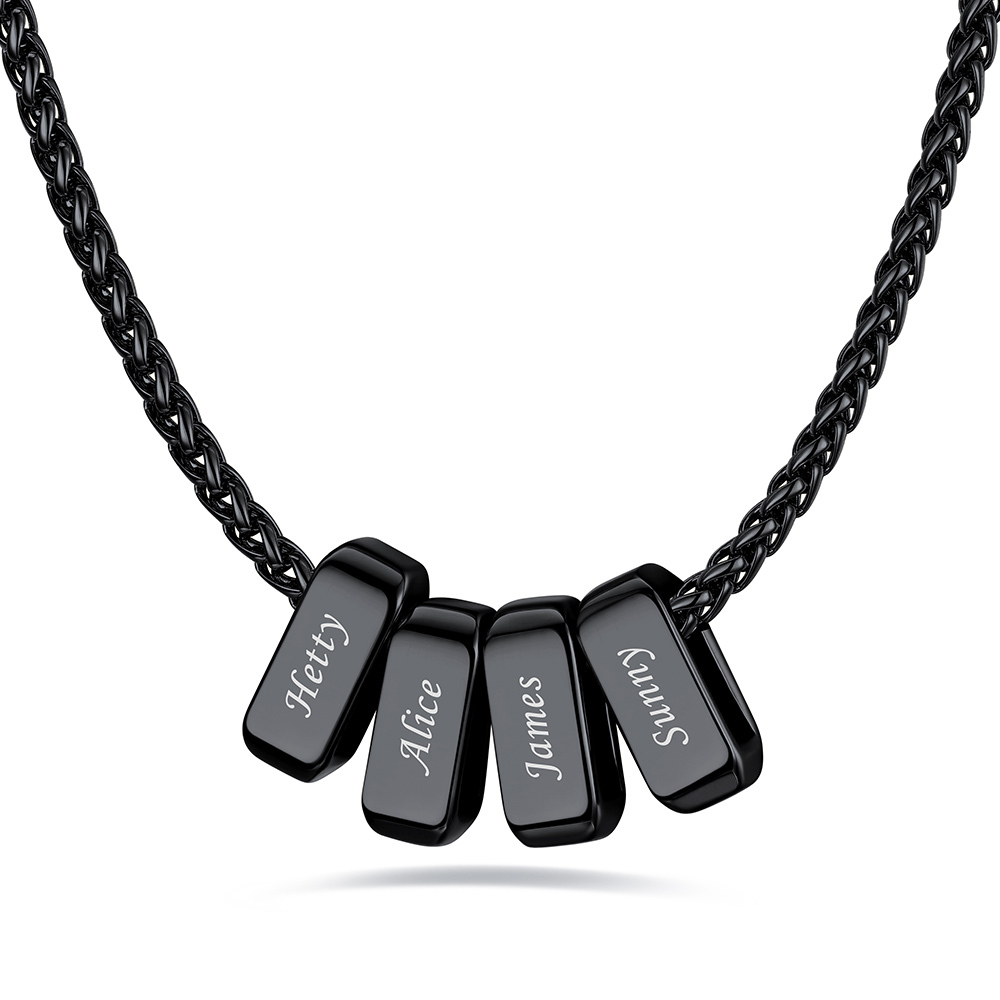 Custom Engraved Names Bead 3mm Cable Chain For Men