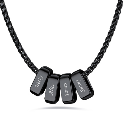 Custom Engraved Names Bead 3mm Cable Chain For Men