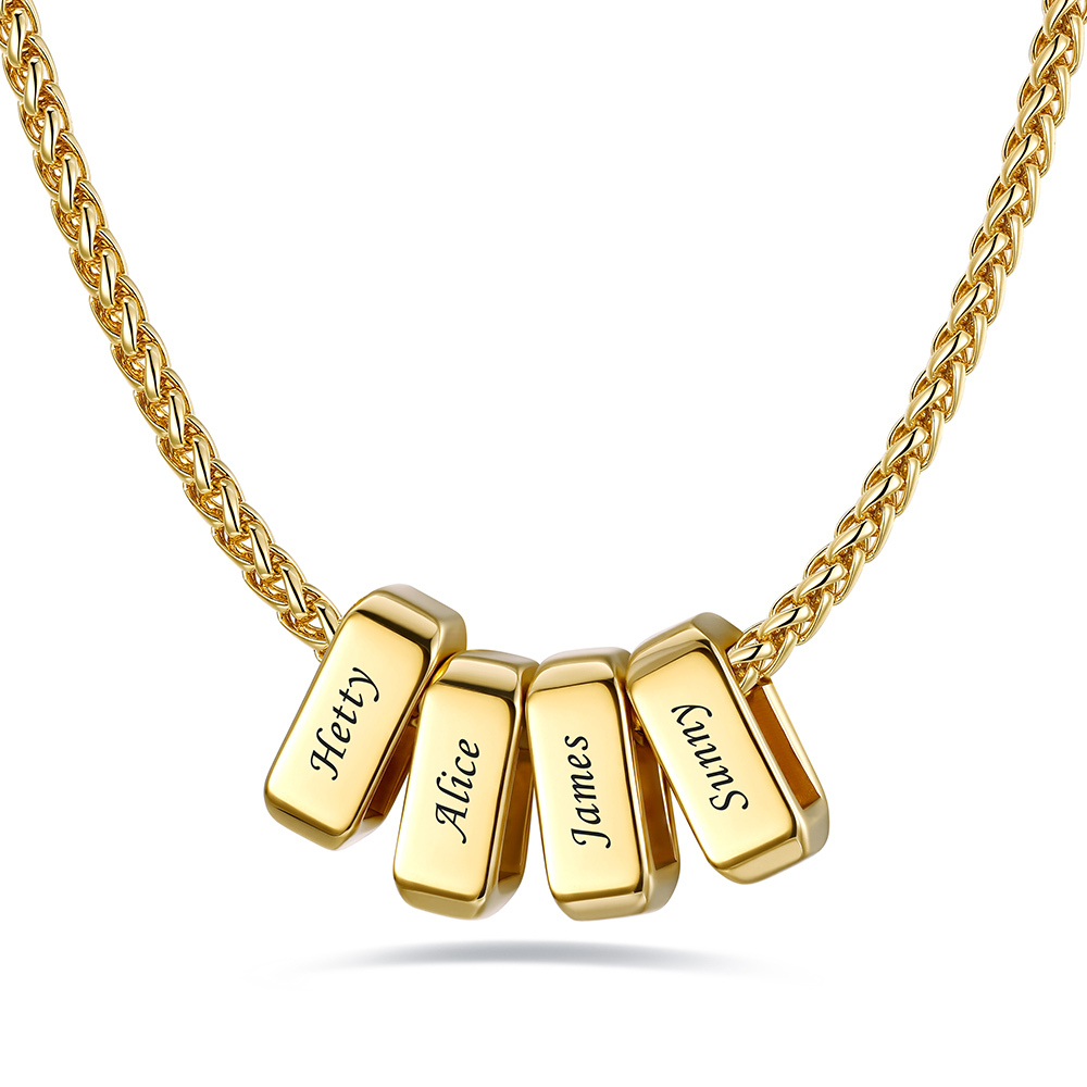 Custom Engraved Names Bead 3mm Cable Chain For Men