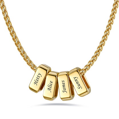 Custom Engraved Names Bead 3mm Cable Chain For Men
