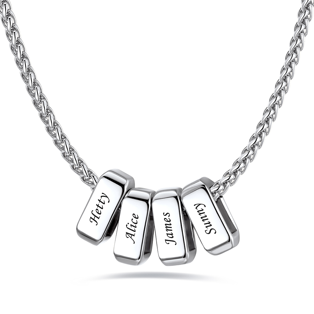 Custom Engraved Names Bead 3mm Cable Chain For Men