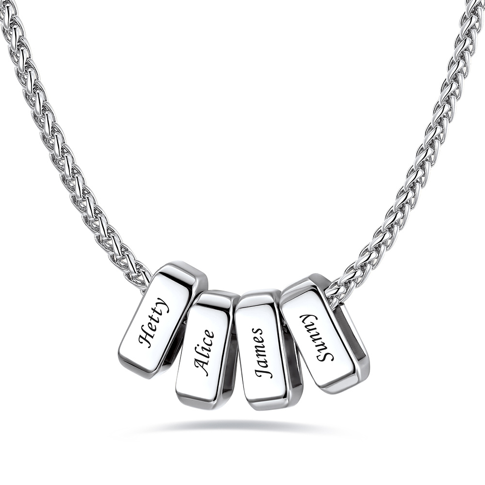 Custom Engraved Names Bead 3mm Cable Chain For Men