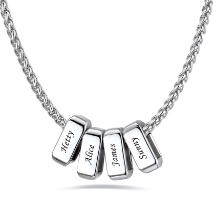 Custom Engraved Names Bead 3mm Cable Chain For Men