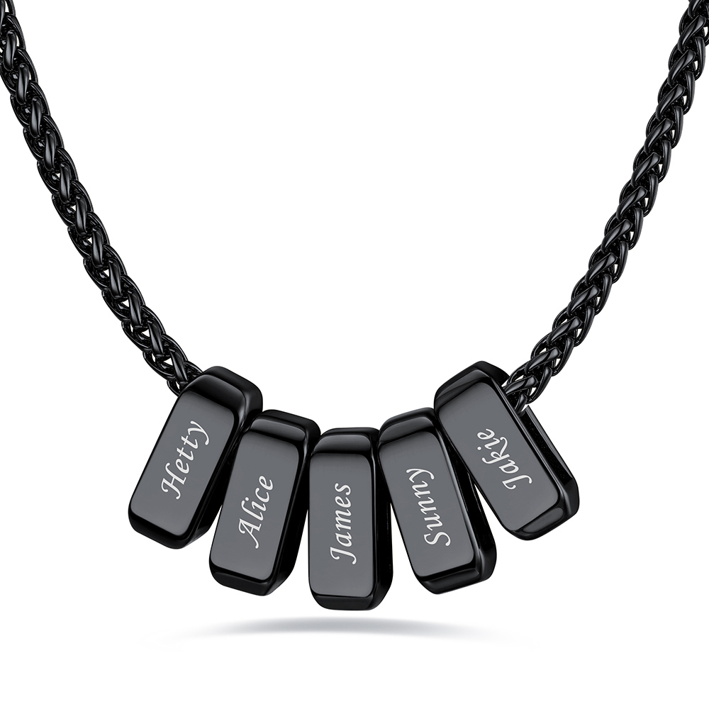 Custom Engraved Names Bead 3mm Cable Chain For Men