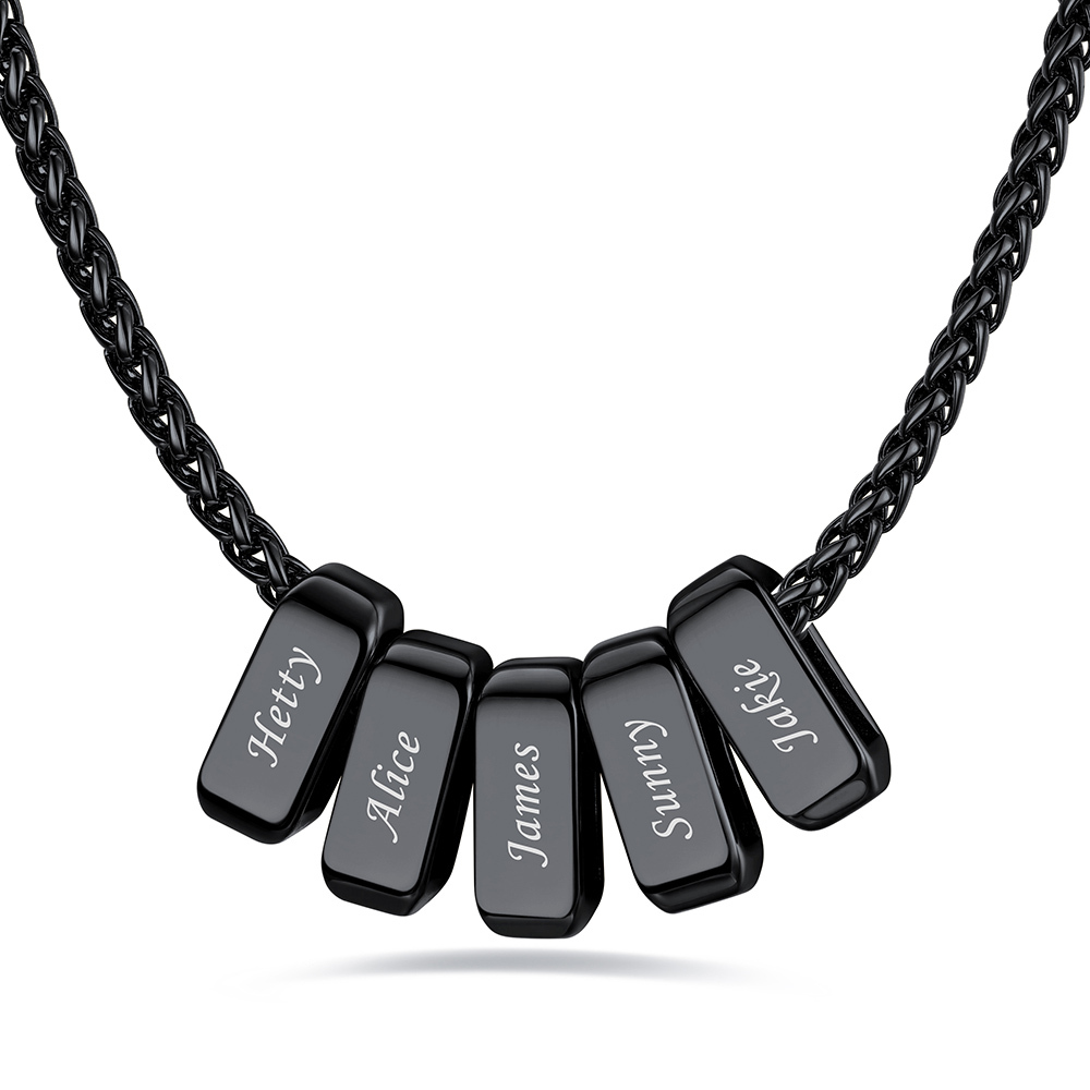 Custom Engraved Names Bead 3mm Cable Chain For Men
