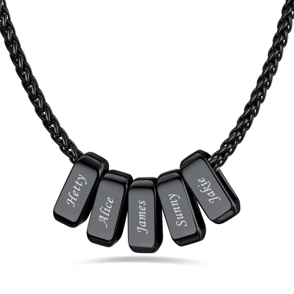 Custom Engraved Names Bead 3mm Cable Chain For Men