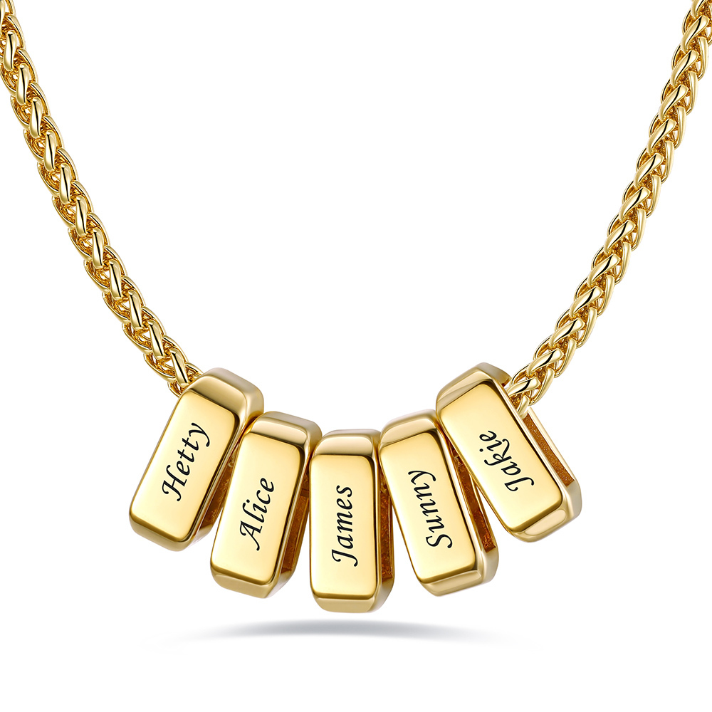 Custom Engraved Names Bead 3mm Cable Chain For Men