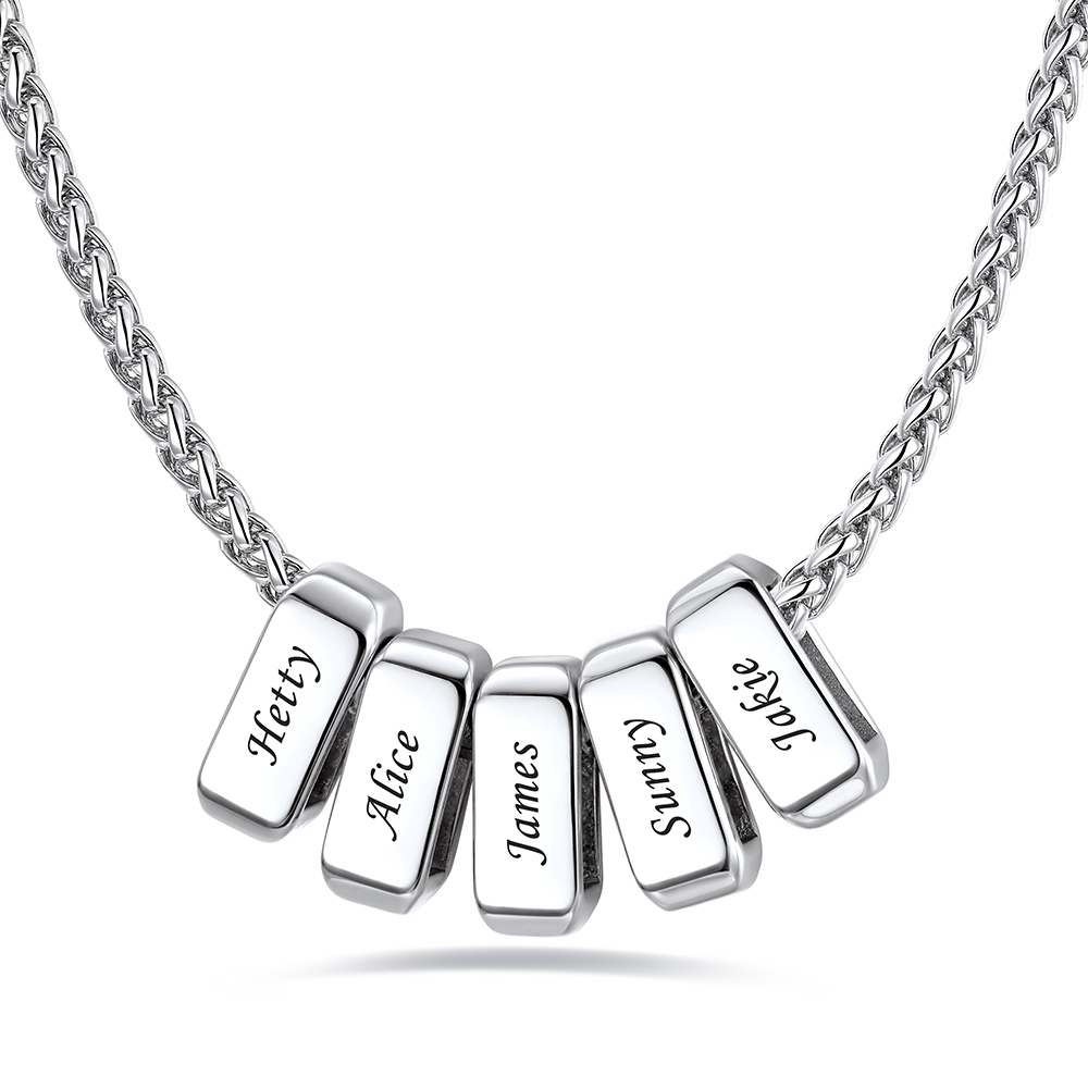 Custom Engraved Names Bead 3mm Cable Chain For Men