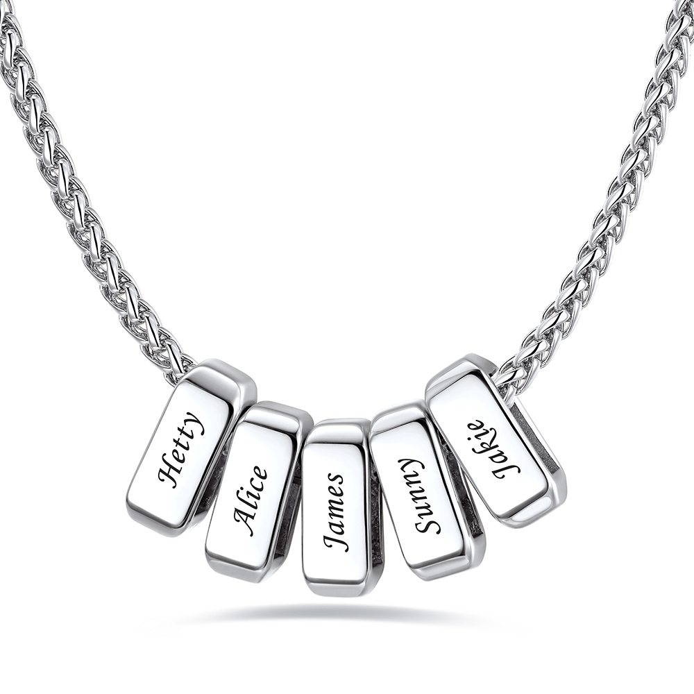 Custom Engraved Names Bead 3mm Cable Chain For Men