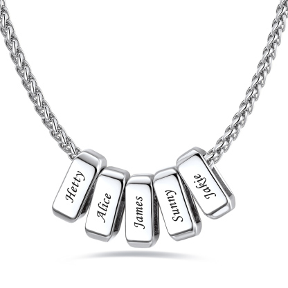 Custom Engraved Names Bead 3mm Cable Chain For Men
