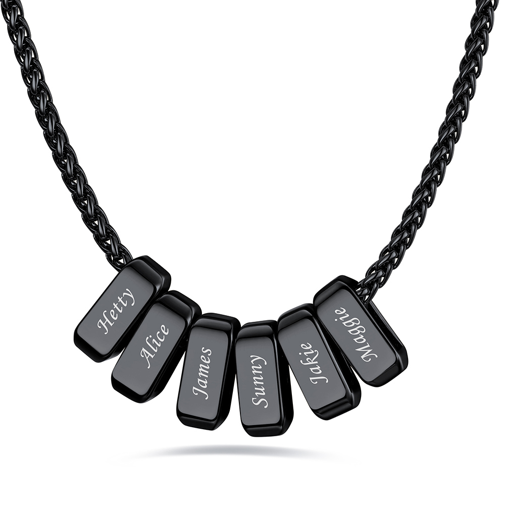 Custom Engraved Names Bead 3mm Cable Chain For Men