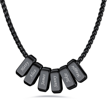 Custom Engraved Names Bead 3mm Cable Chain For Men