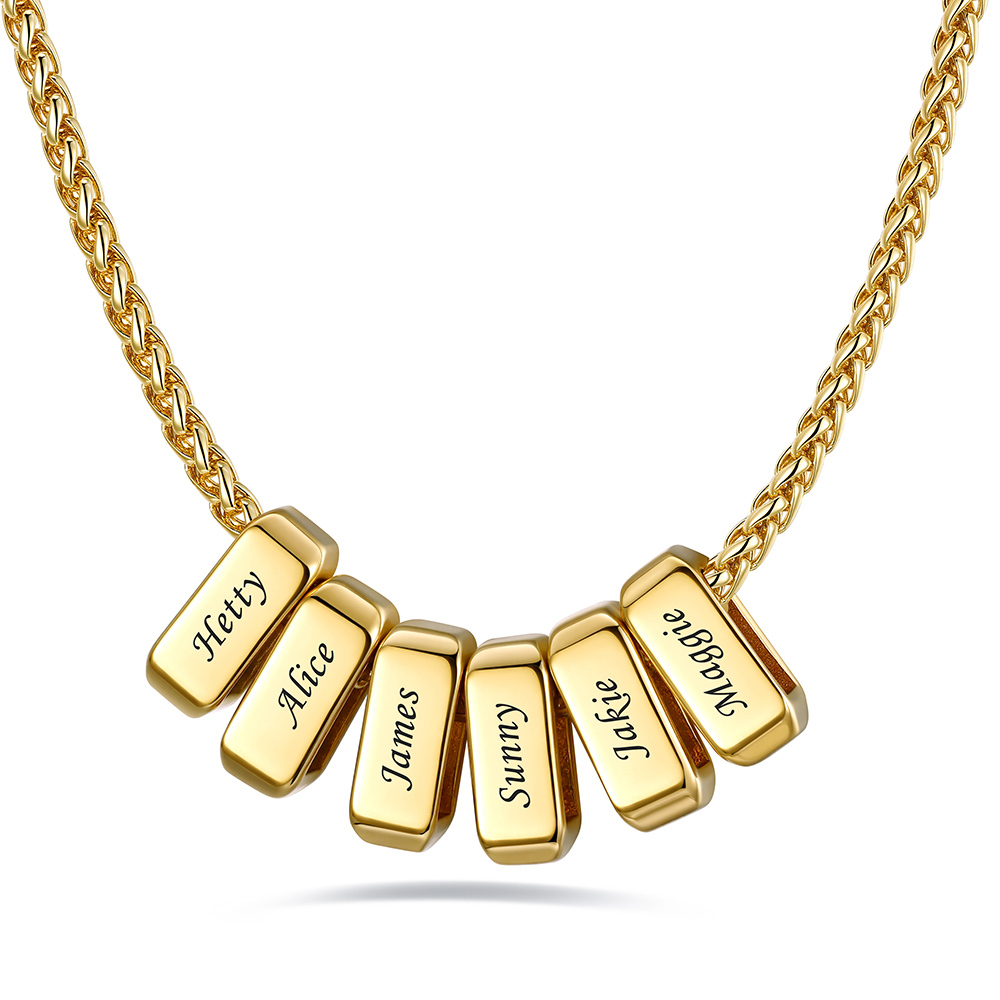 Custom Engraved Names Bead 3mm Cable Chain For Men