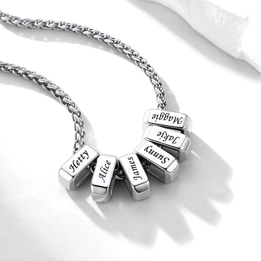 Custom Engraved Names Bead 3mm Cable Chain For Men