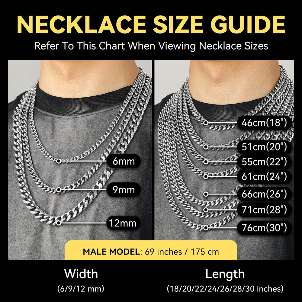 Custom Engraved 6/9/12mm Cuban Link Necklace For Men
