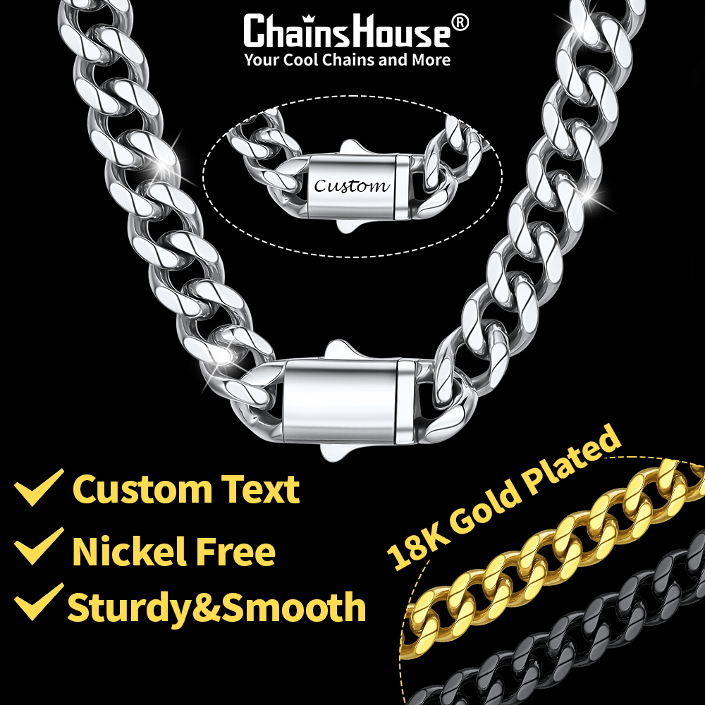 Custom Engraved 6/9/12mm Cuban Link Necklace For Men